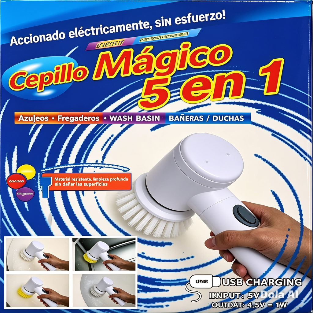 ✨ Cepillo Eléctrico 5 en 1: Limpia Cocina y Baño Sin Esfuerzo